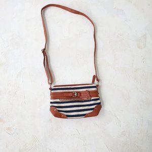 Navy blue and cream striped purse